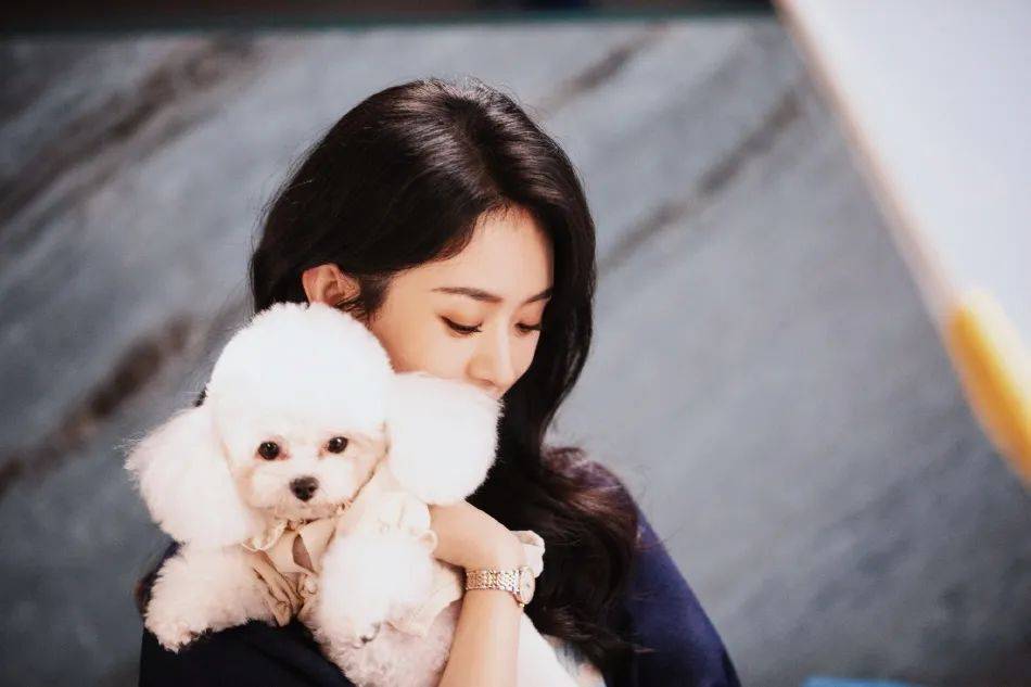 赵丽颖穿蓝色抹胸连衣裙！清丽脱俗美艳动人