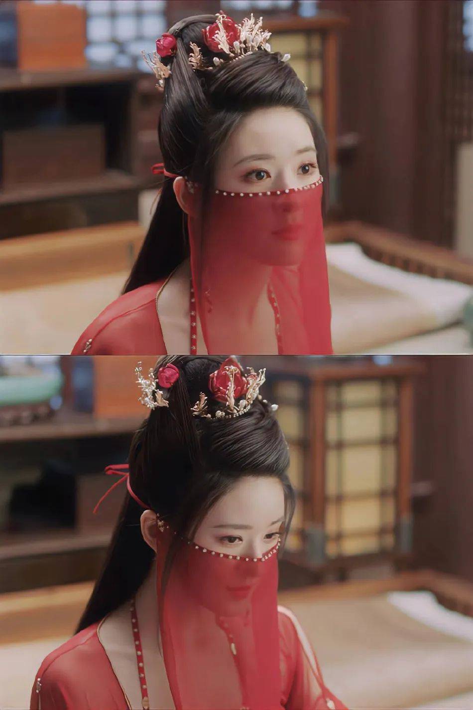 赵露思新剧红衣大秀香肩太惊艳!一身红衣美艳动人