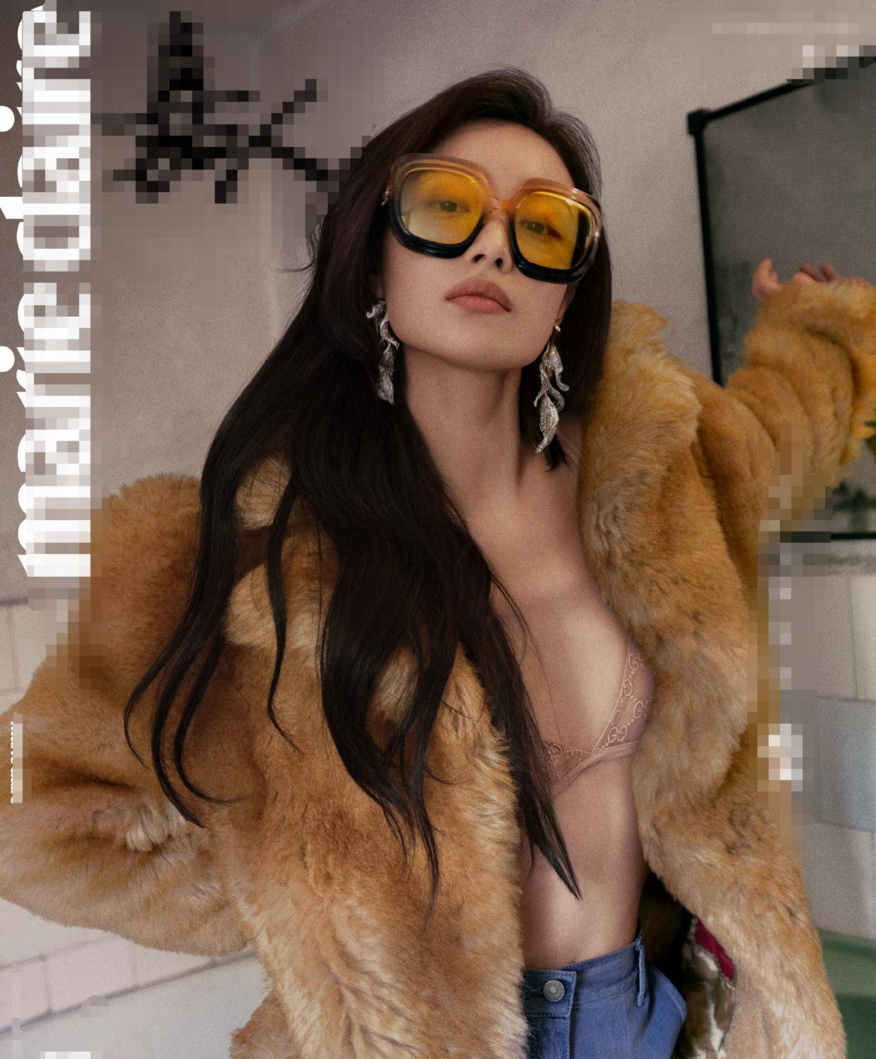 倪妮最新大片时尚衣服配皮草大衣，又美又拽太爱了