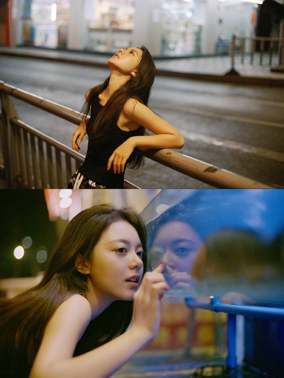 赵今麦黑色无袖背心大秀香肩!20岁生日氛围感写真魅力十足