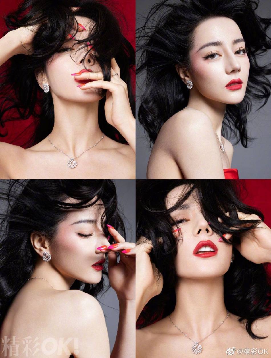 迪丽热巴穿红色长裙大秀美背超妩媚!雪肤玉貌太性感撩人