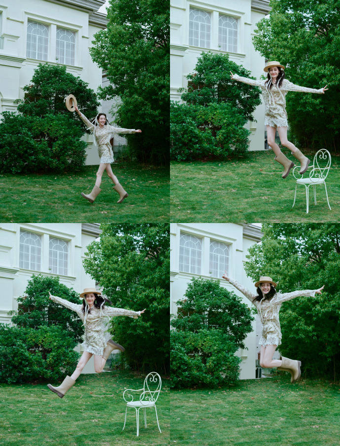 迪丽热巴穿碎花套装清丽脱俗！曼妙身材大长腿美若天仙