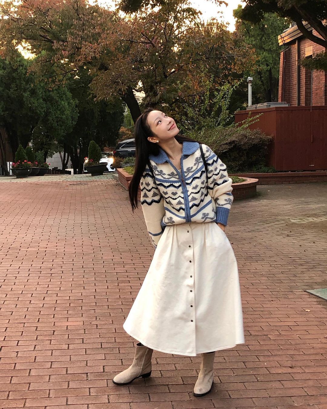 冬季适合来一件费尔岛毛衣,难怪韩国女生每个人都有一件