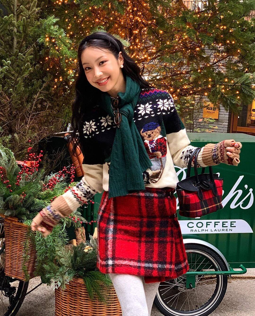 冬季适合来一件费尔岛毛衣,难怪韩国女生每个人都有一件