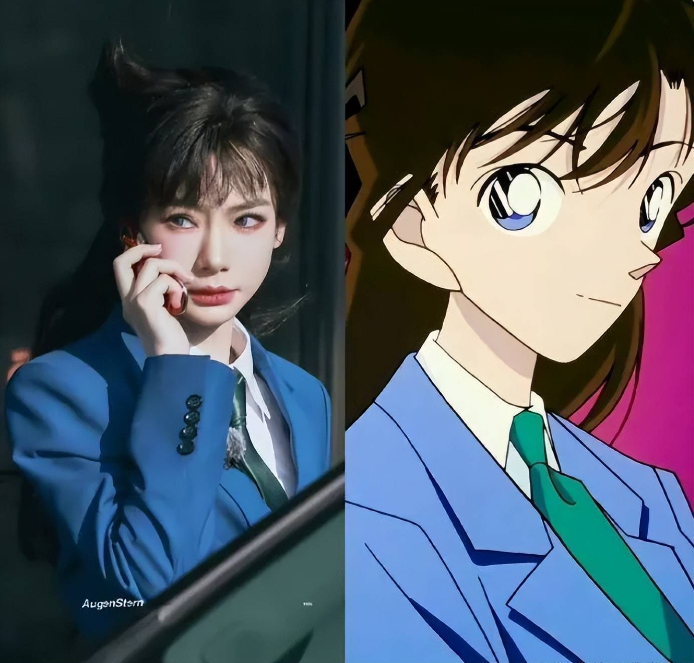 戚薇cos毛利兰！她俏脸冷艳微笑甜美，上演蓝色制服诱惑