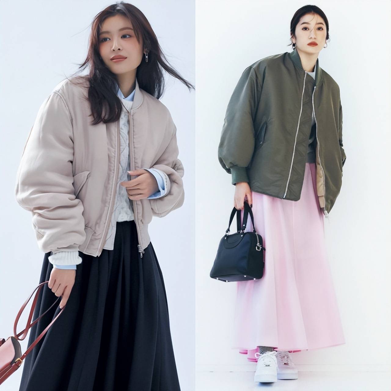 今秋最火穿搭:“MA-1夹克+半裙”,减龄时髦两不误,好看炸了-14 今秋最火穿搭:“MA-1夹克+半裙”,减龄时髦两不误,好看炸了