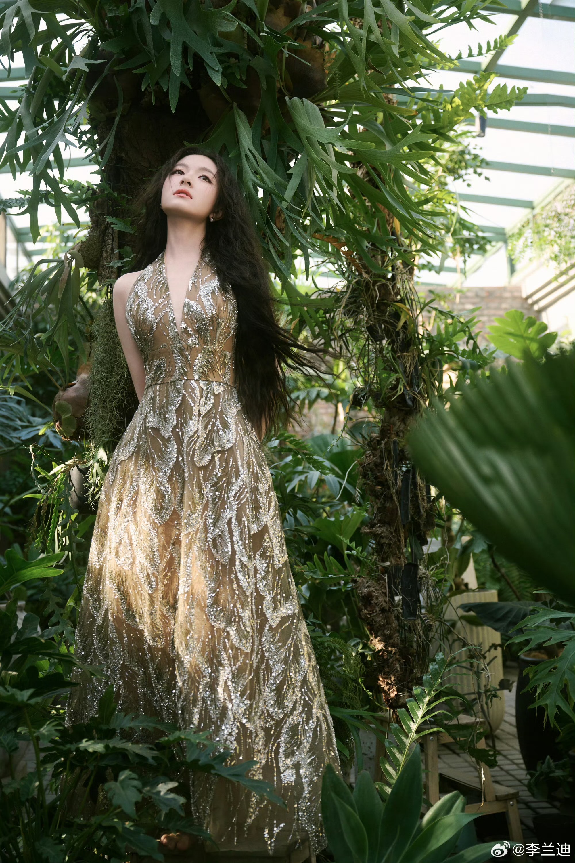 李兰迪微博视界大会鎏金裙美得好权威