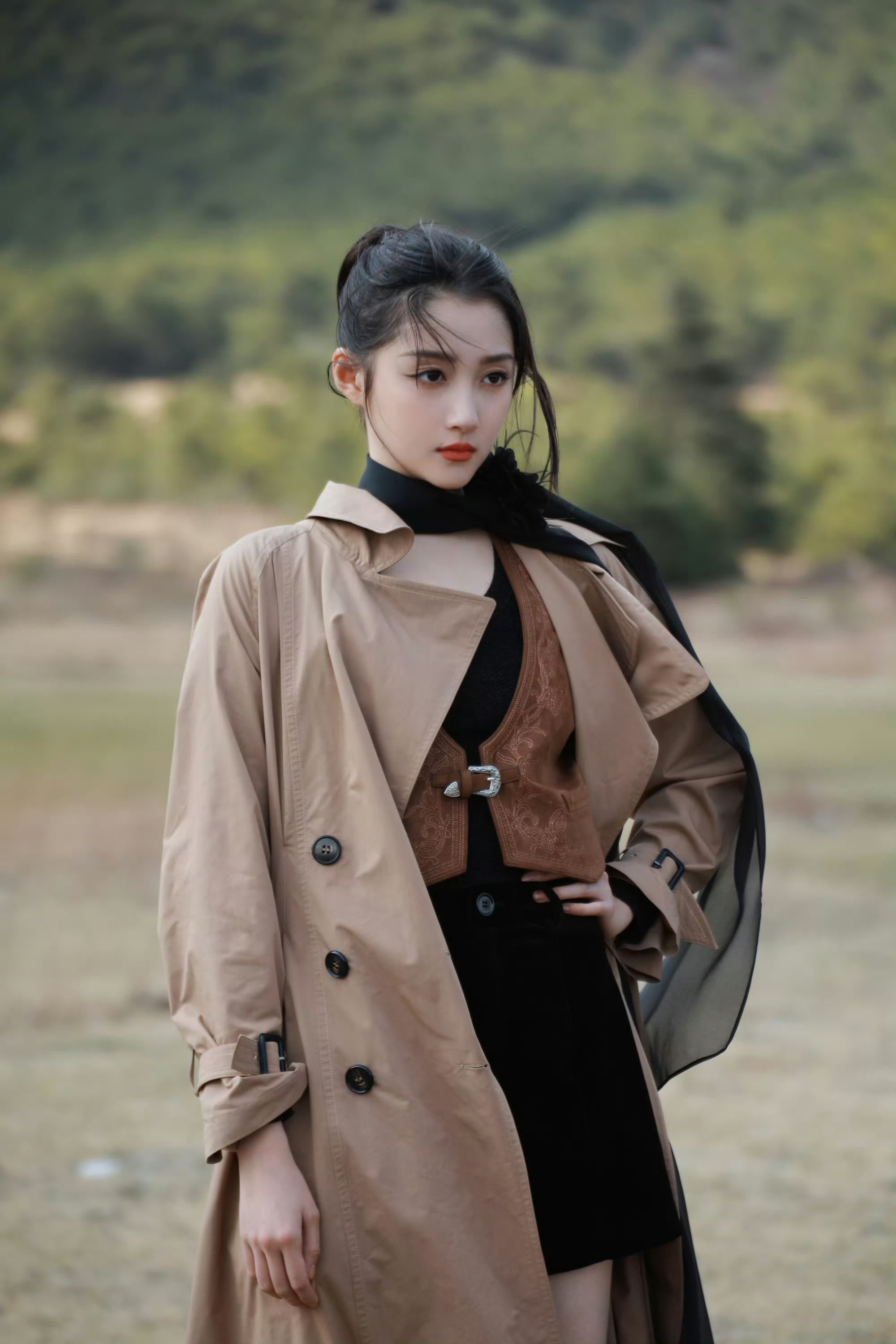 关晓彤高马尾造型美得很女人