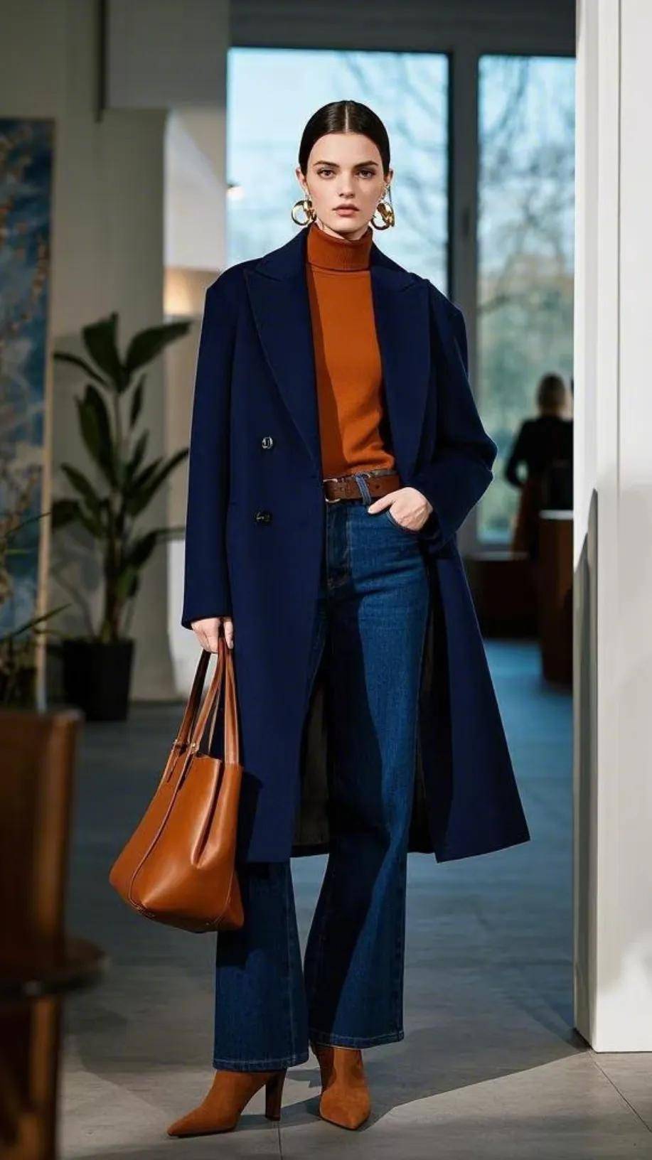 “藏蓝色”今年冬天又火了！这4组搭配照着搭就很时髦！