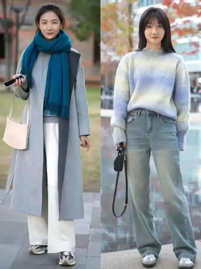 今年冬天成都街拍带火九分裤、阔腿裤、无痕裤，这样搭配上衣更有气质