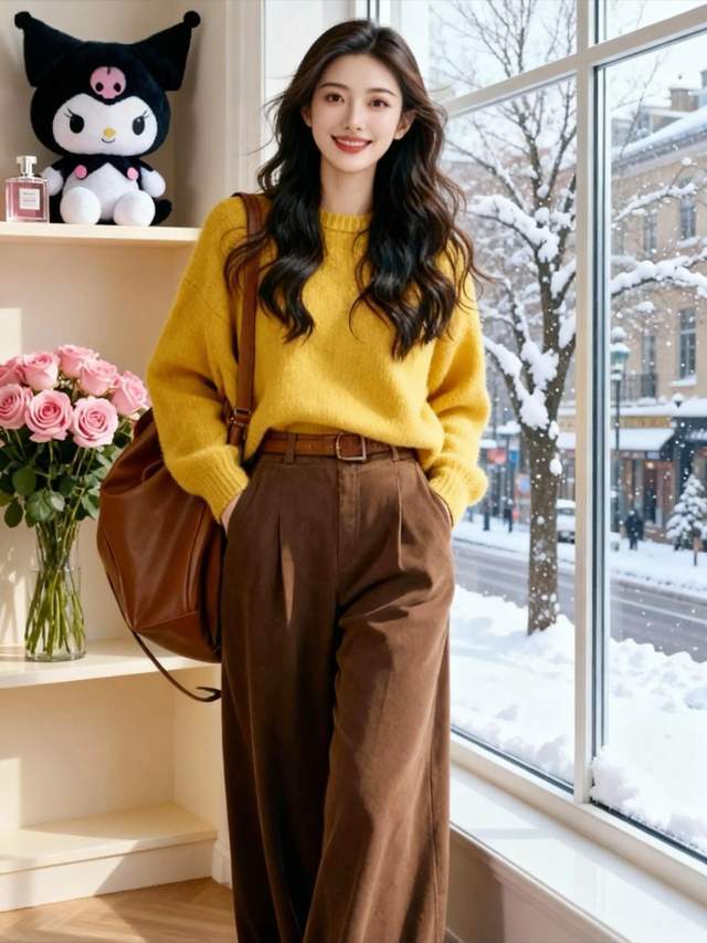 早春别乱穿！毛衣 + 阔腿裤才是王炸组合，简约时尚又显瘦