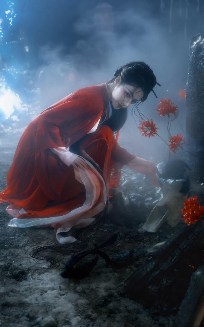 迪丽热巴红衣古风造型：东方艳色的穿搭美学