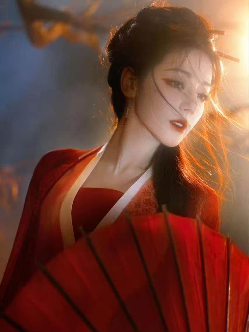 迪丽热巴红衣古风造型：东方艳色的穿搭美学