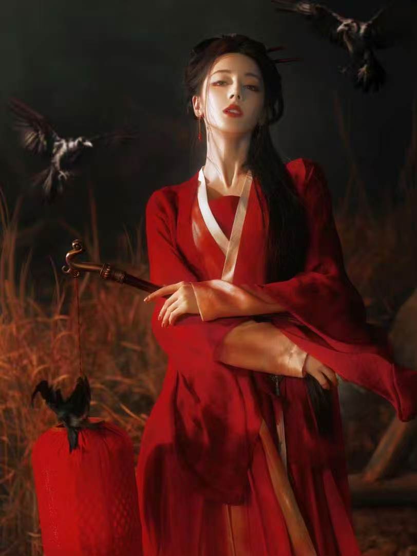 迪丽热巴红衣古风造型：东方艳色的穿搭美学