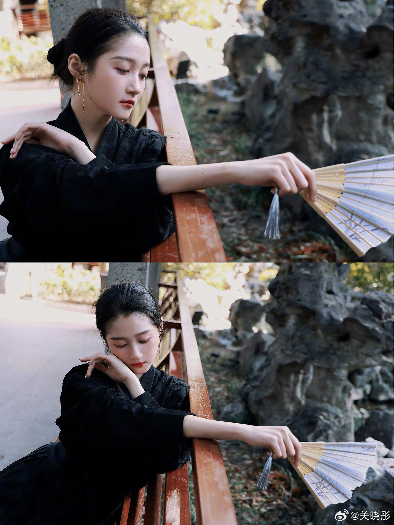 墨色染国风，关晓彤解锁新中式穿搭清冷美学