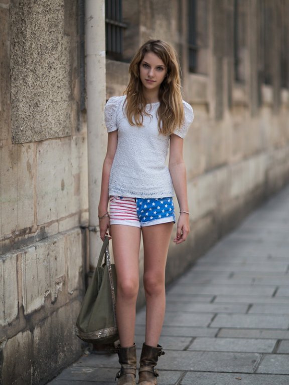 欧美街拍 潮女短袖清凉上阵
