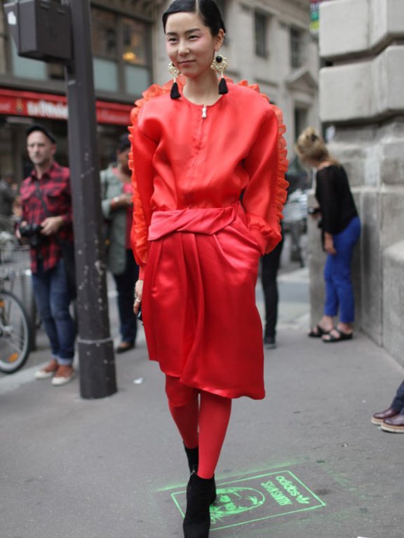 2014春夏时装周街拍: 看潮人们脚上的袜子搭配