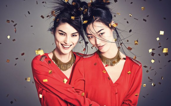 H&M 推出农历马年系列平面广告 中国超级名模何穗、游天翼 担任平面广告主角