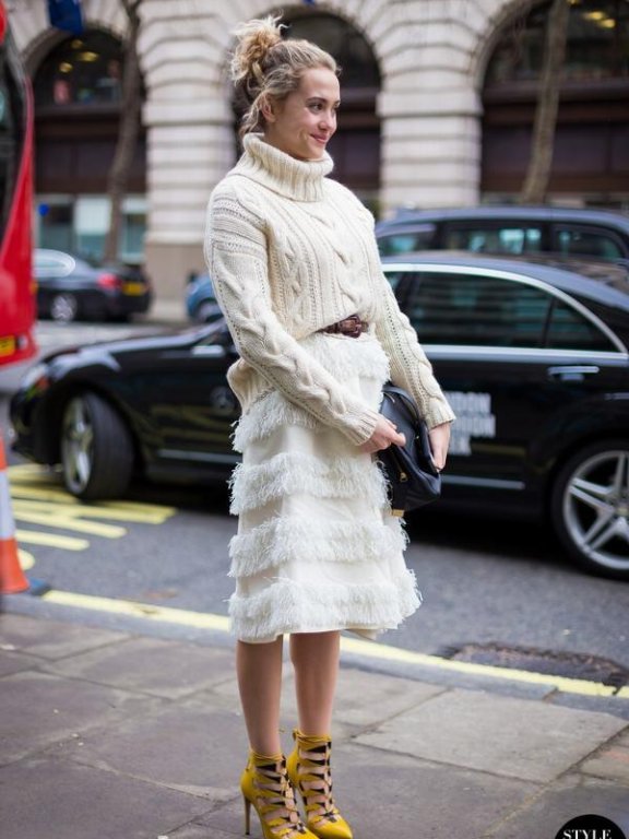 欧美街拍 看潮人入冬穿搭高领毛衣