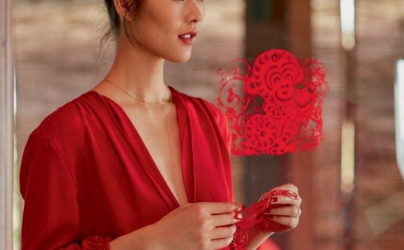 刘雯身穿喜庆红装登上中国版《ELLE》三月刊封面