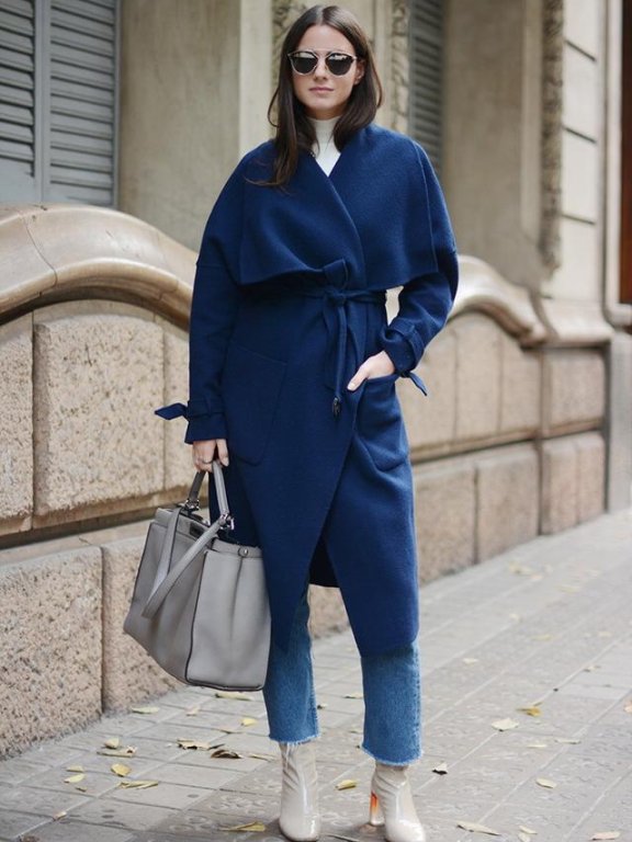 看欧美潮人高跟短靴+九分牛仔裤+外套换季最强搭配