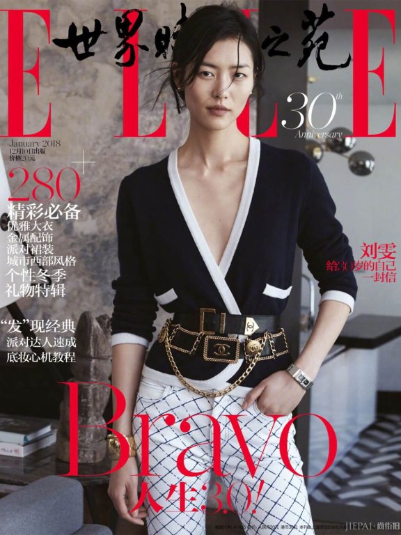 帅劲英气的独具魅力:刘雯登中国版《ELLE》12 月号封面