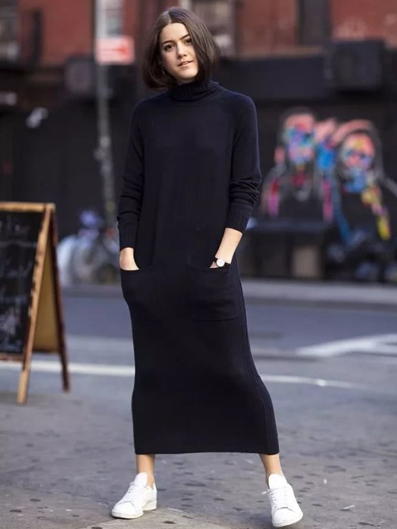 宋茜这样穿针织裙超女人!这样搭显瘦10斤