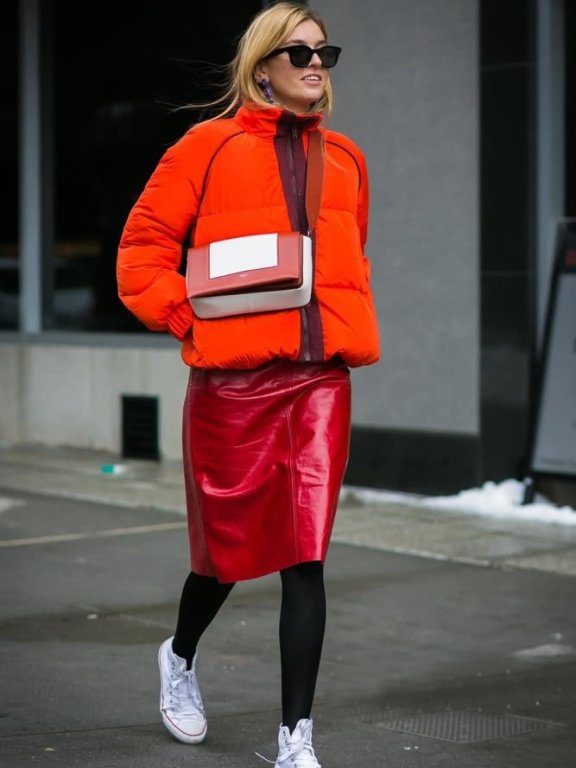 欧美街拍 裙子+打底袜已成冬季最时尚保暖的穿法了