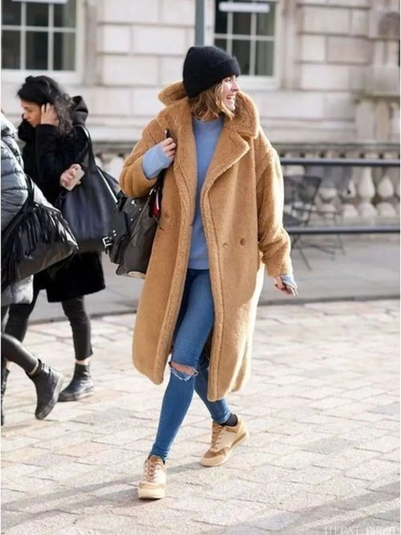 毛线帽+大衣,让你的冬天更暖和