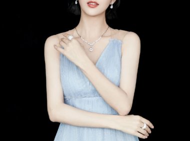 佟丽娅浅蓝色连衣裙搭丸子头,“胖”成小仙女