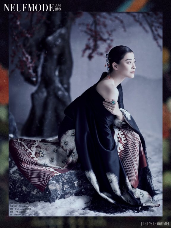 梅婷古典风格登封面，刺绣汉服演绎完美意境