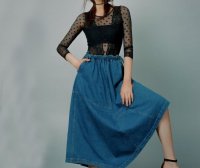 黄梦莹穿透视衫搭配牛仔裙,美得太高级