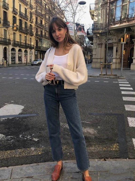 伦敦时尚博主牛仔裤穿搭示范,简约复古还高级感满满