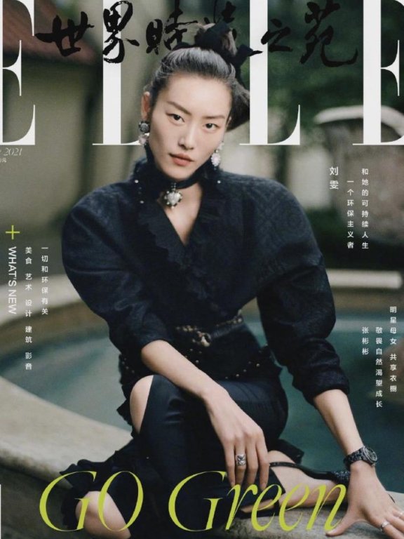 刘雯登《ELLE》六月时尚杂志封面,每一张都是大片太飒了