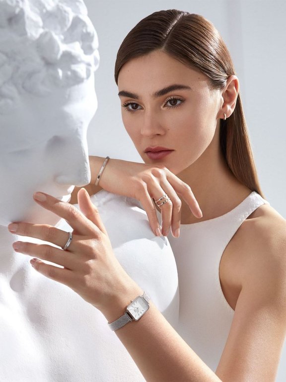 绝美金属色泽搭配编织表带,Daniel Wellington 首款方形腕表Quadro