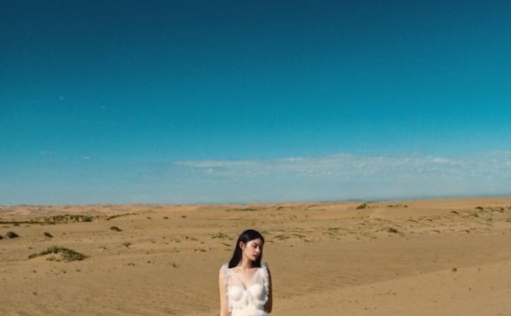 傅菁性感优雅蛋糕裙沙漠写真大片