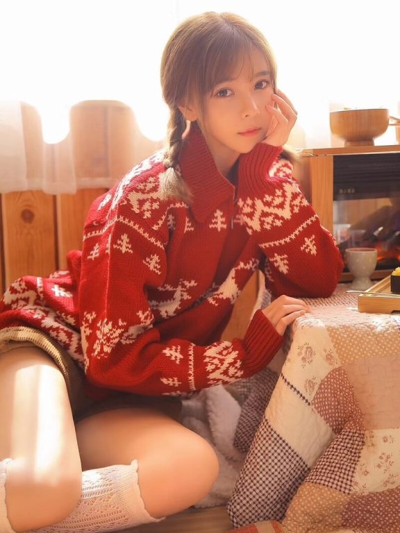 麻花辫美少女暖冬唯美写真图片