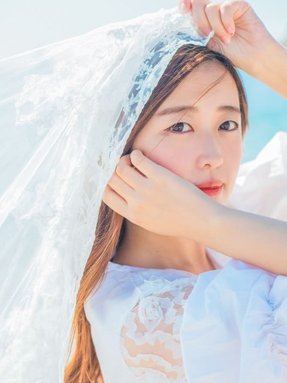 淡雅美女白色蕾丝裙海边气质写真合集