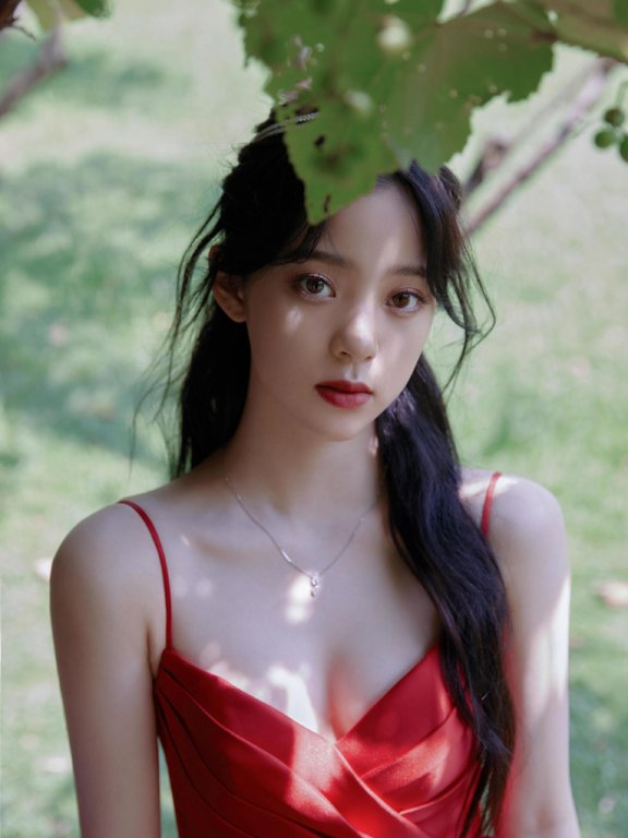 欧阳娜娜戴精致皇冠穿红色礼服,彰显公主般的视觉盛宴