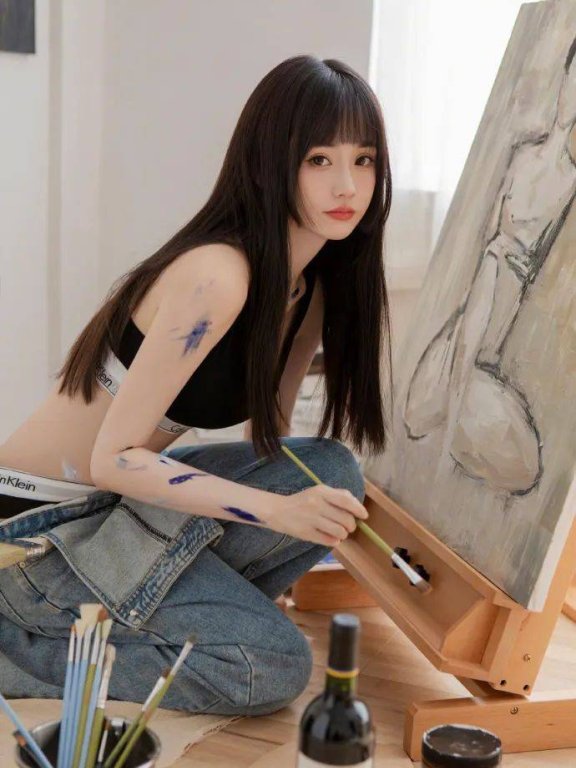 蓝欣妍绘画写真性感火辣!水蛇腰魔鬼身材魅力十足