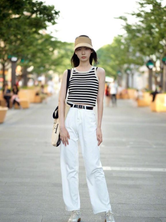 杭州街拍：小姐姐穿衣“短一截”时髦又有女人味，真高级