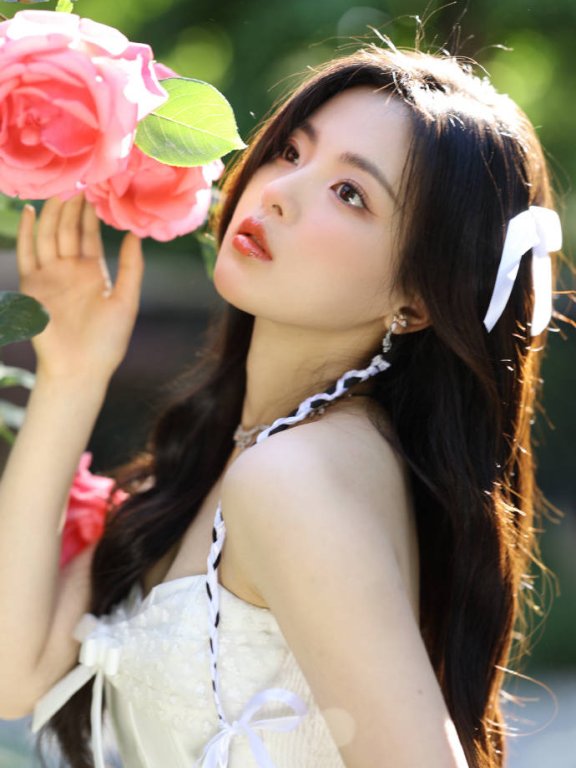 杨超越穿纯白抹胸连衣裙!雪肤玉貌曼妙身材美若天仙