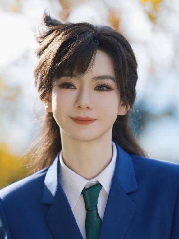 戚薇cos毛利兰!她俏脸冷艳微笑甜美,上演蓝色制服诱惑