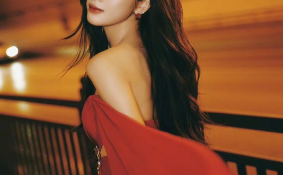 吴宣仪隧道美拍港风造型红裙时尚照片