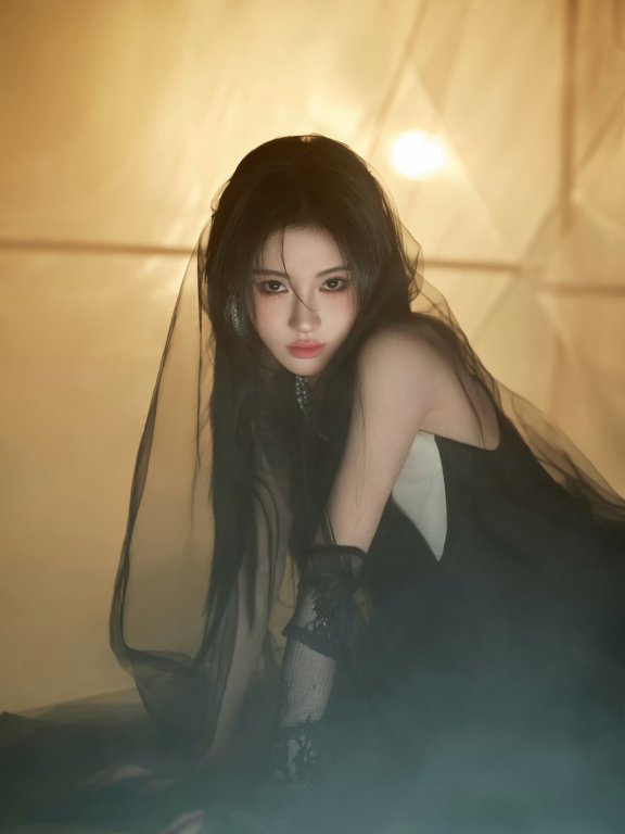 黑纱氛围感穿搭！鞠婧祎演绎神秘清冷美学